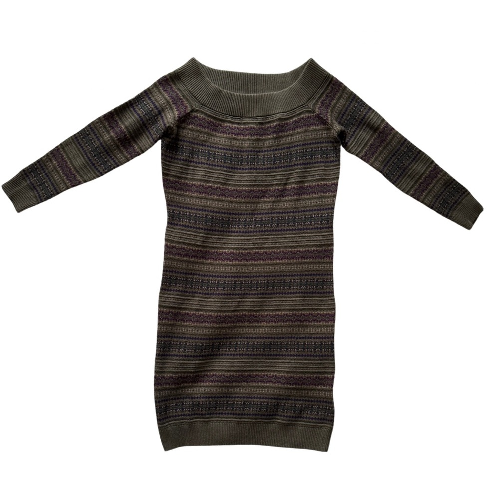 Ralph Lauren Fair Isle Off-the-Shoulder Long Sleeve Sweater Dress MPetite - Picture 5 of 7
